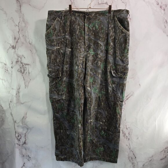 Hide N Tree Camo Pants Mens 44 Vintage Camo Hunting Fleece Woodland - Picture 1 of 14